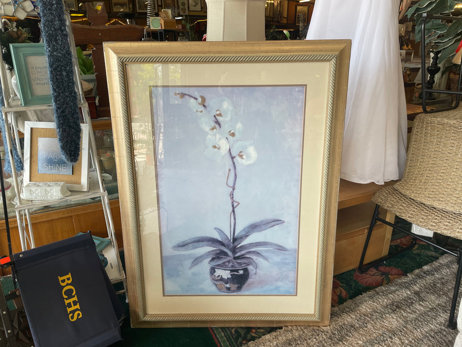 Orchid painting framed matted picture 32808