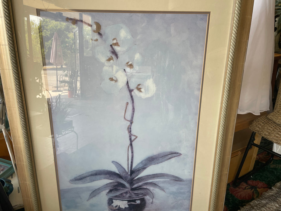 Orchid painting framed matted picture 32808