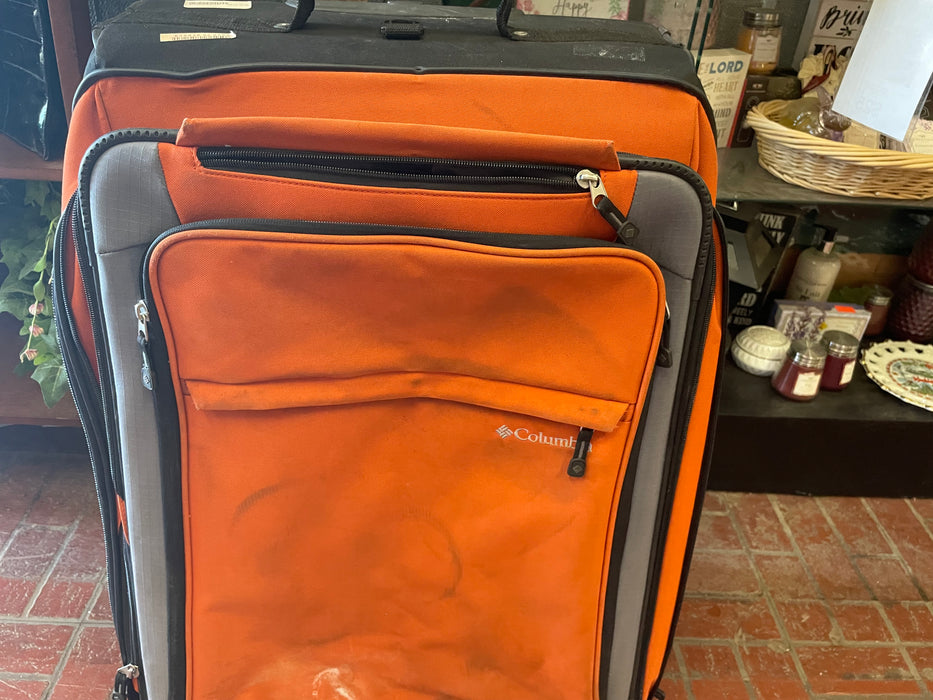 Columbia orange luggage suitcase airline bag w/ wheels 32906