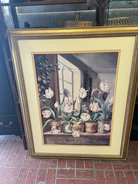 Framed and matted tulips picture 32910