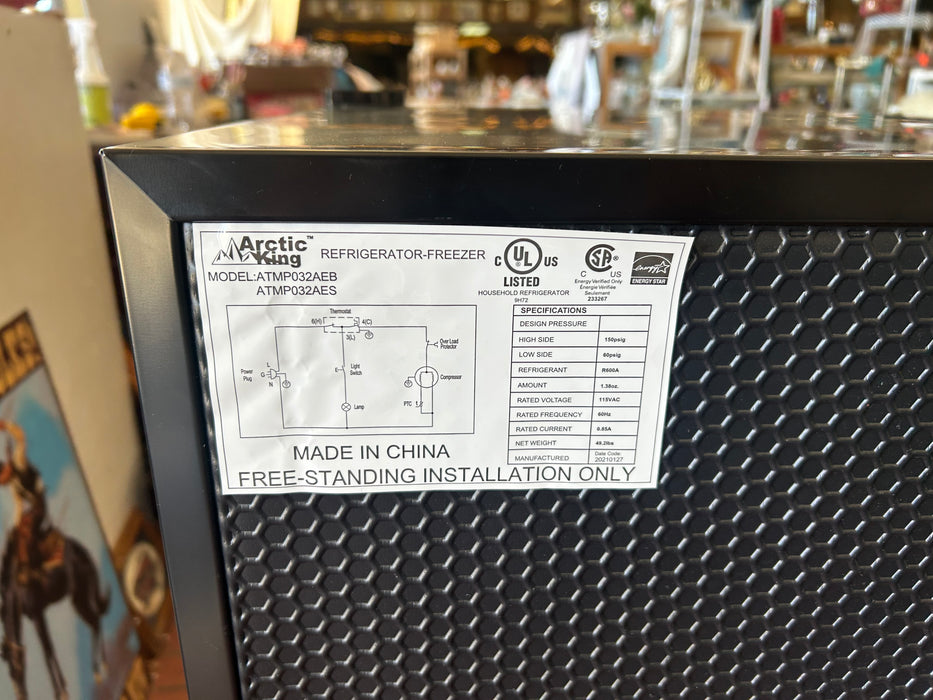 Arctic King mini small black fridge refrigerator 34380