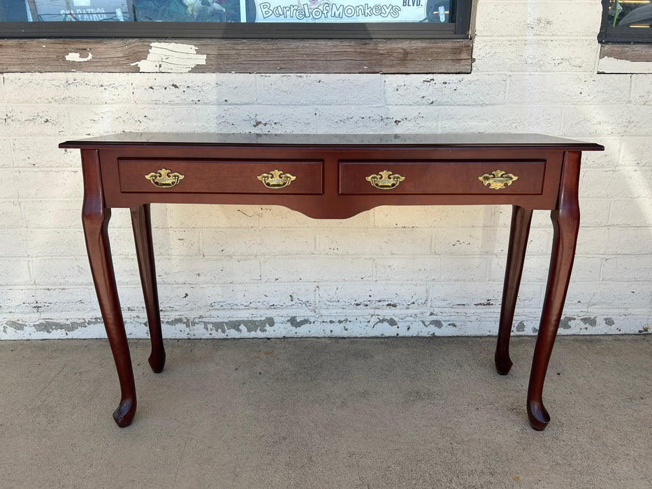 Queen Ann console Mahogany 2 drawer entry table/ sofa table 34381