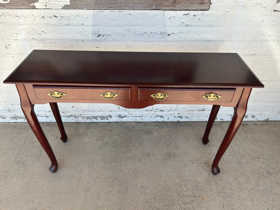 Queen Ann console Mahogany 2 drawer entry table/ sofa table 34381