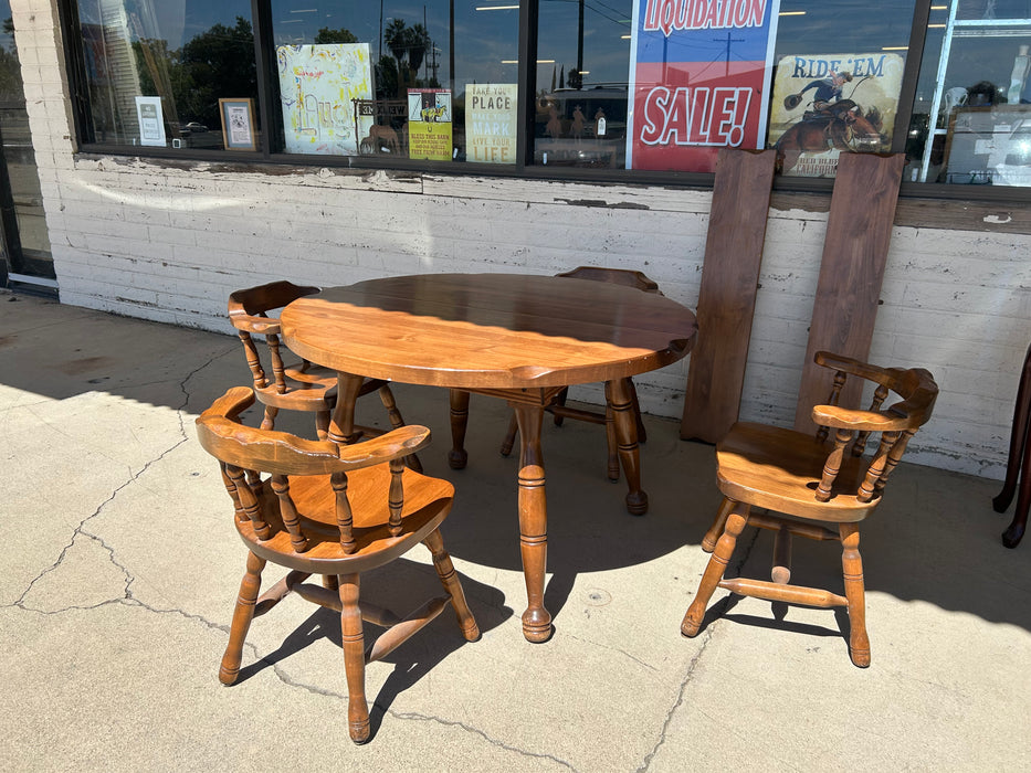 Solid wood dining table w 4 chairs 2 leaves 5pc set 34382