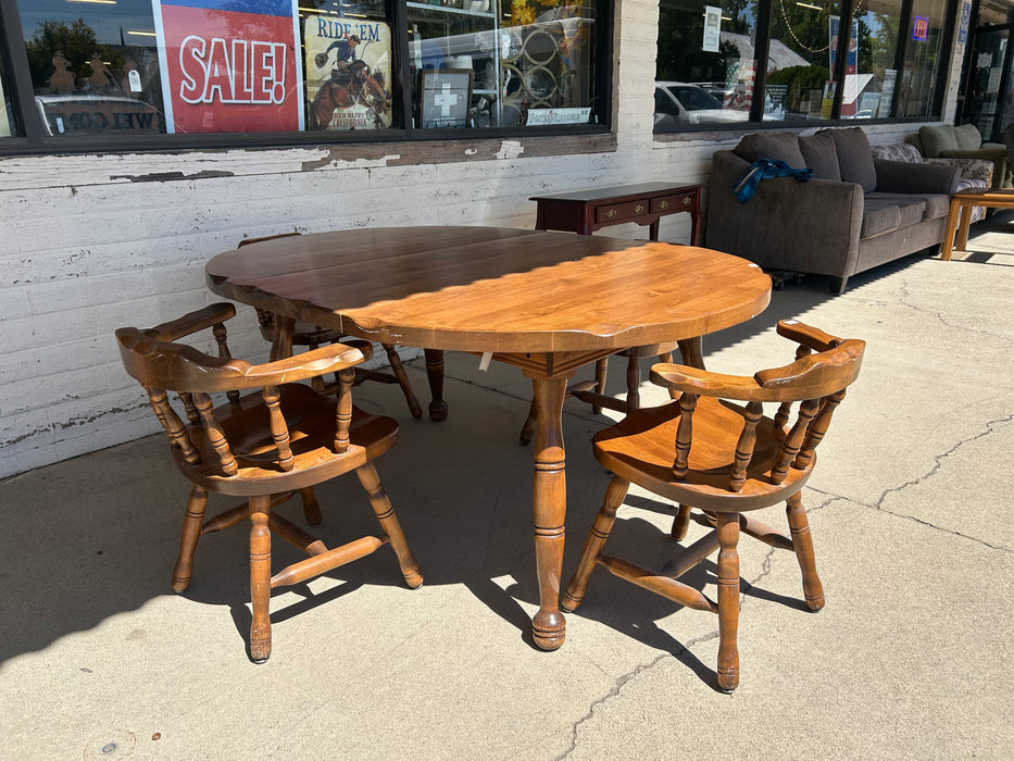 Solid wood dining table w 4 chairs 2 leaves 5pc set 34382