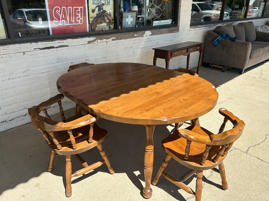 Solid wood dining table w 4 chairs 2 leaves 5pc set 34382