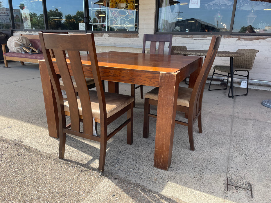 Wood dining table with 4 chairs 5pc set 32923