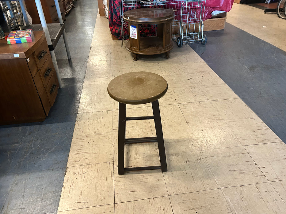 Small wooden backless stool 22" seat height 33998