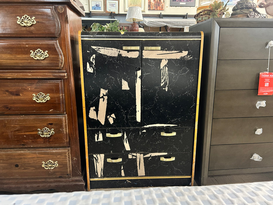 Black cabinet w/ 2 drawers AS IS 34003