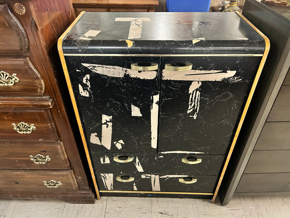 Black cabinet w/ 2 drawers AS IS 34003