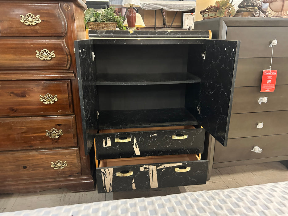 Black cabinet w/ 2 drawers AS IS 34003