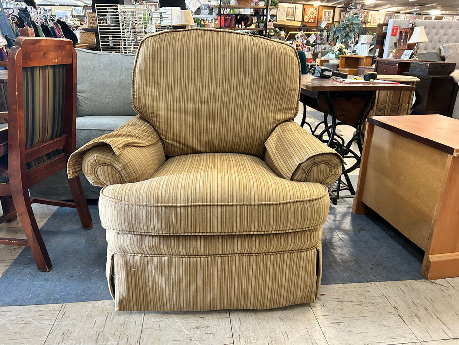 Beige striped swivel accent chair 34008