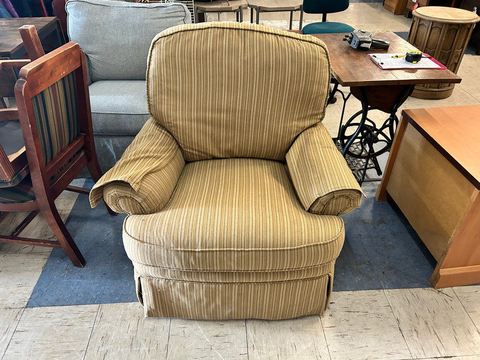 Beige striped swivel accent chair 34008