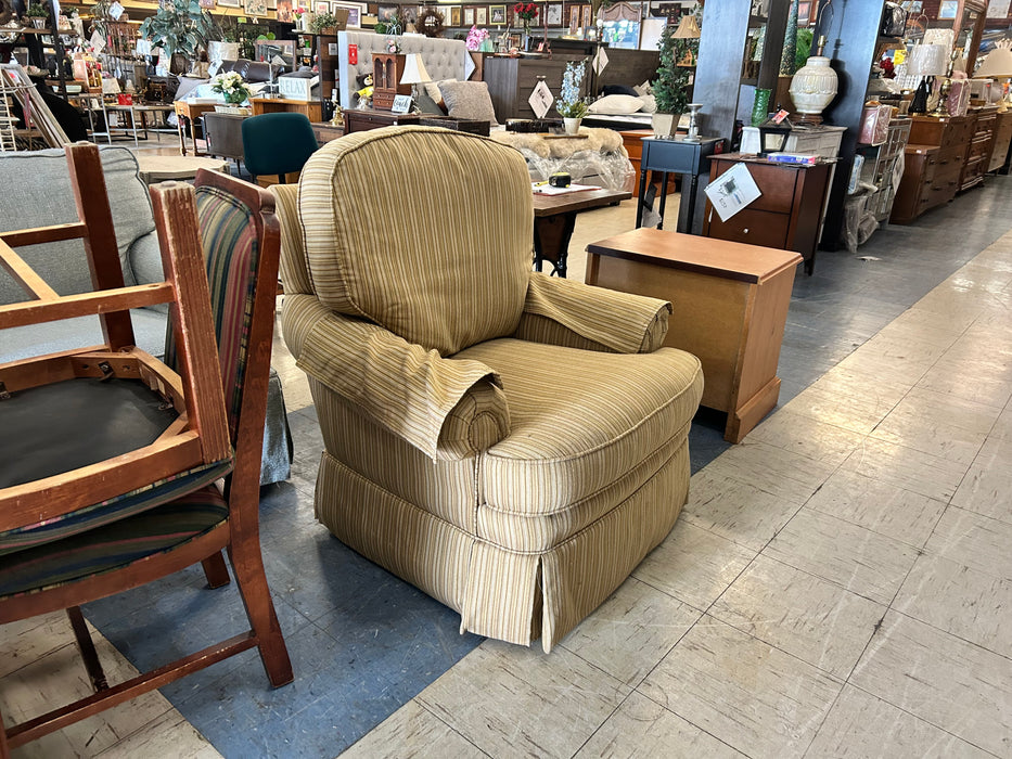 Beige striped swivel accent chair 34008