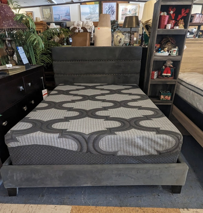 Upholstered with nail head accents queen bed 33236