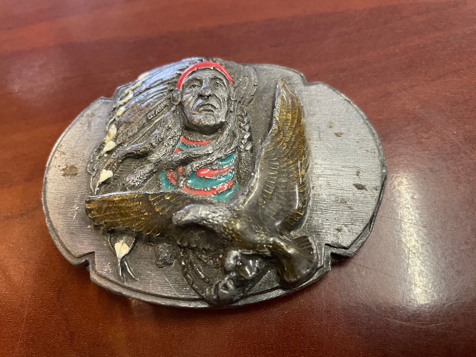 Indian chief/eagle belt buckle 31704