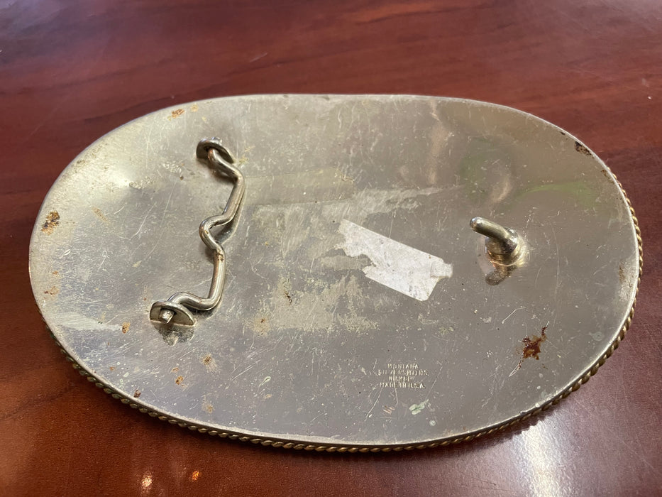 Large Montana cowboy silversmith belt buckle 31724