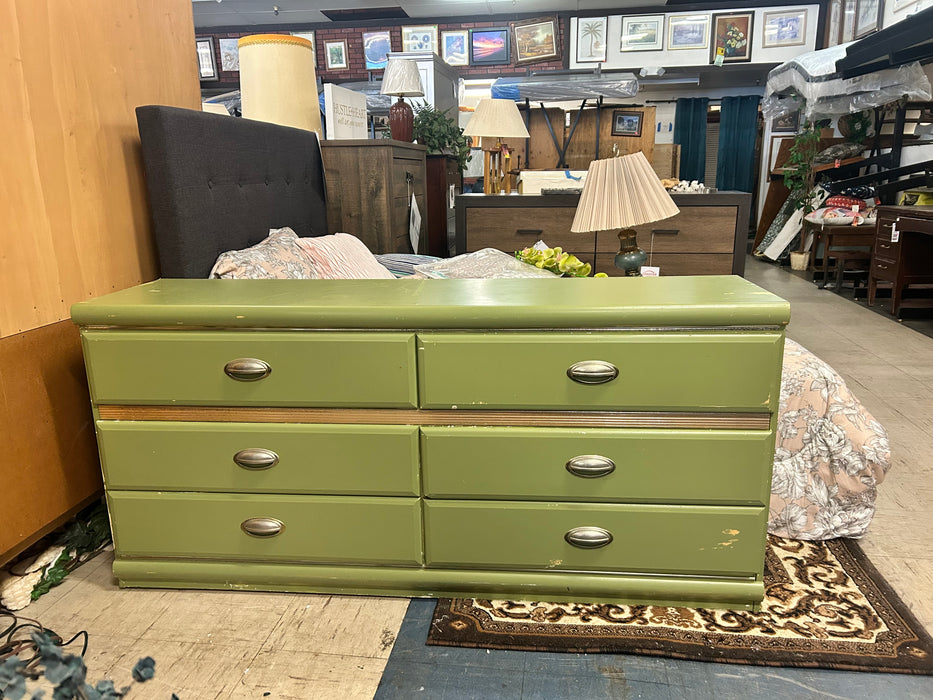 Green retro 6 drawer dresser 34032