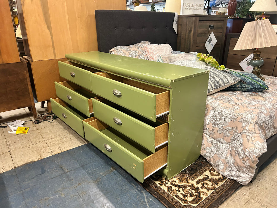Green retro 6 drawer dresser 34032