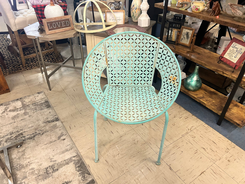 Vintage metal blue chair 34043