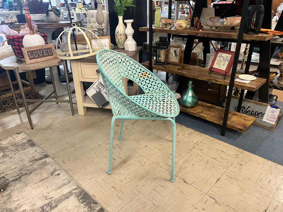 Vintage metal blue chair 34043