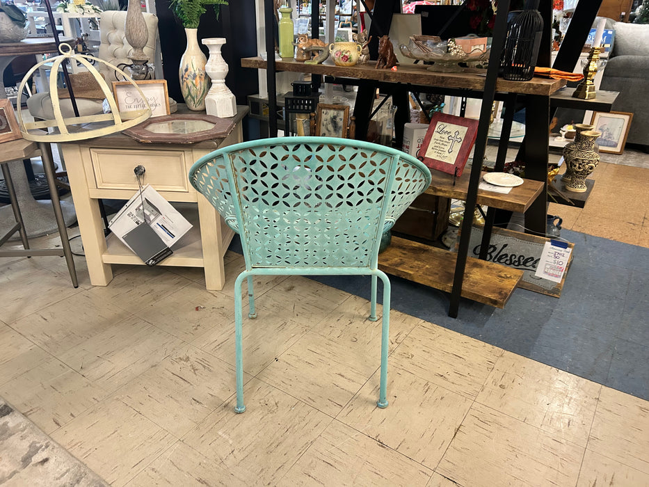 Vintage metal blue chair 34043