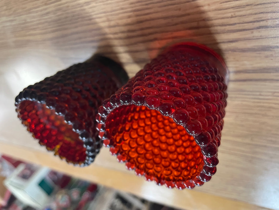 Vintage Homco hobnail red candle cup 2pc set 33304