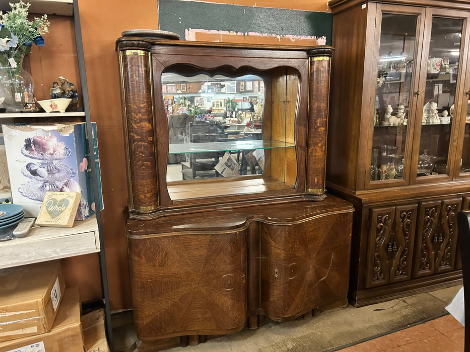 Art deco waterfall china cabinet hutch 34042
