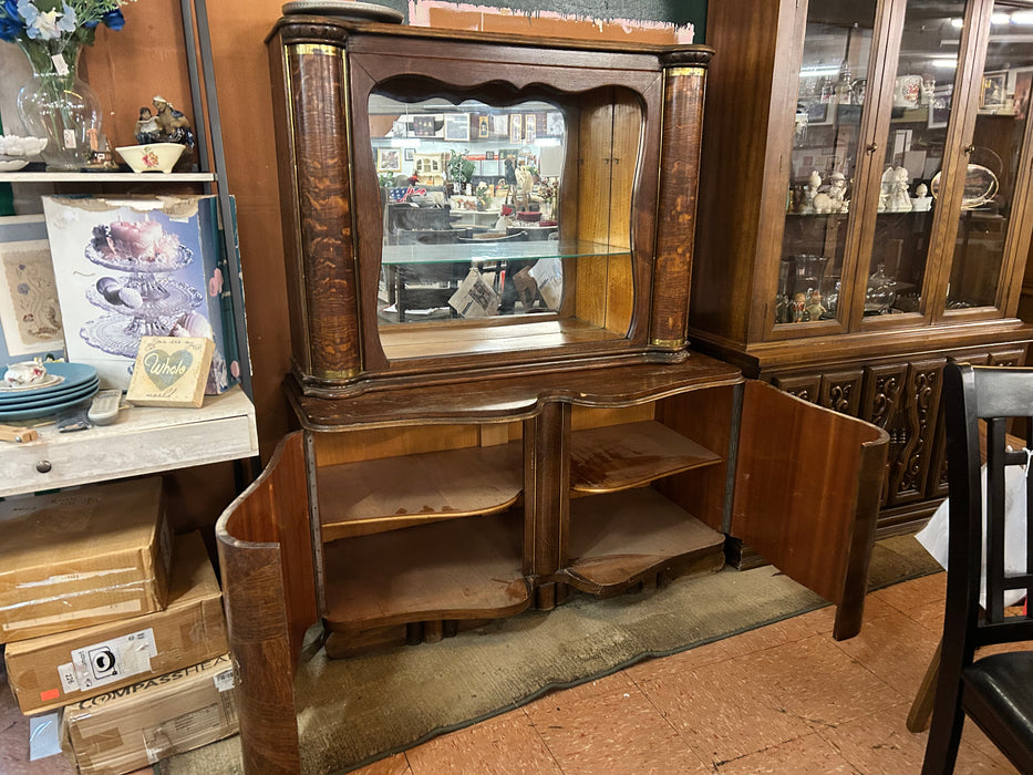 Art deco waterfall china cabinet hutch 34042