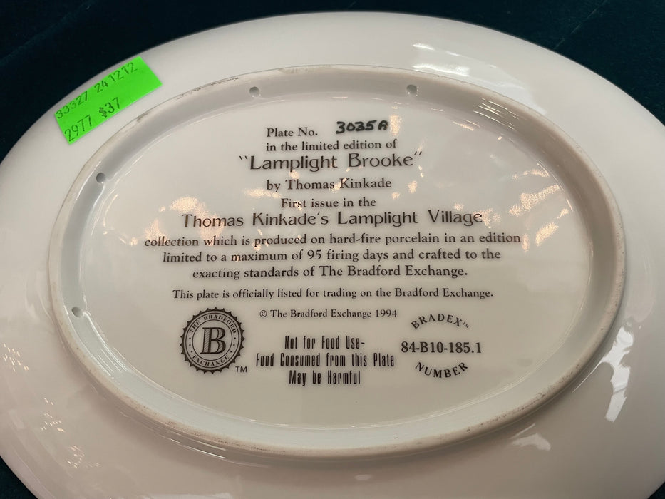 "Lamplight Brooke " Thomas Kinkade collectors plate 33327