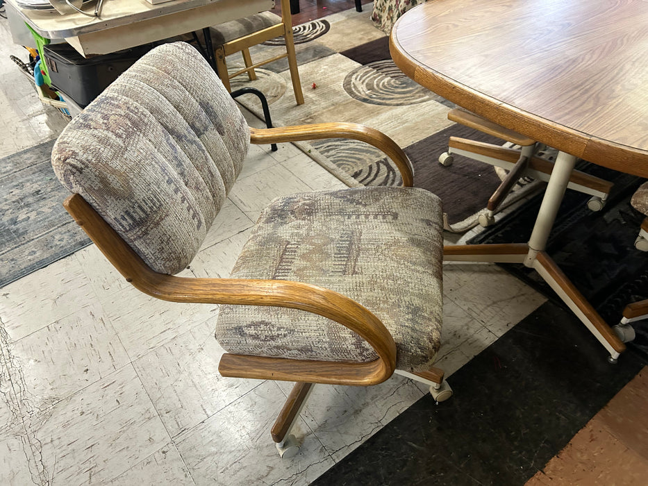 Kitchen or dining table with 6 chairs on casters 7pc set 34058