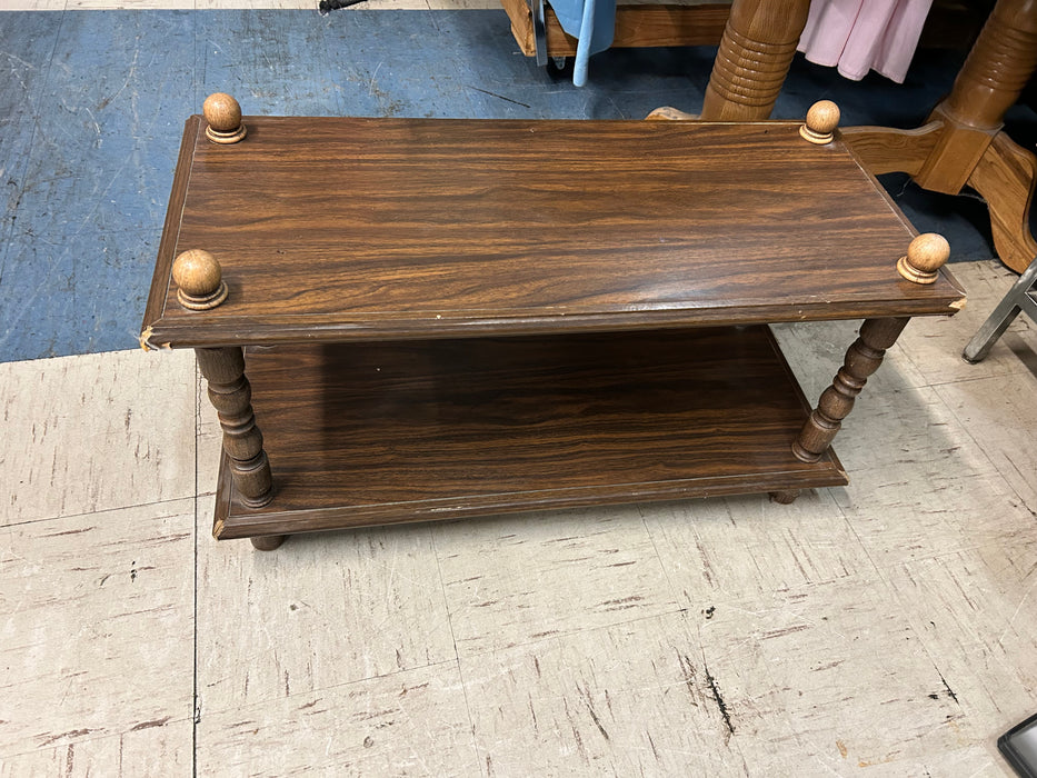 Wood 2 tier side end table shelf or small TV stand 34052
