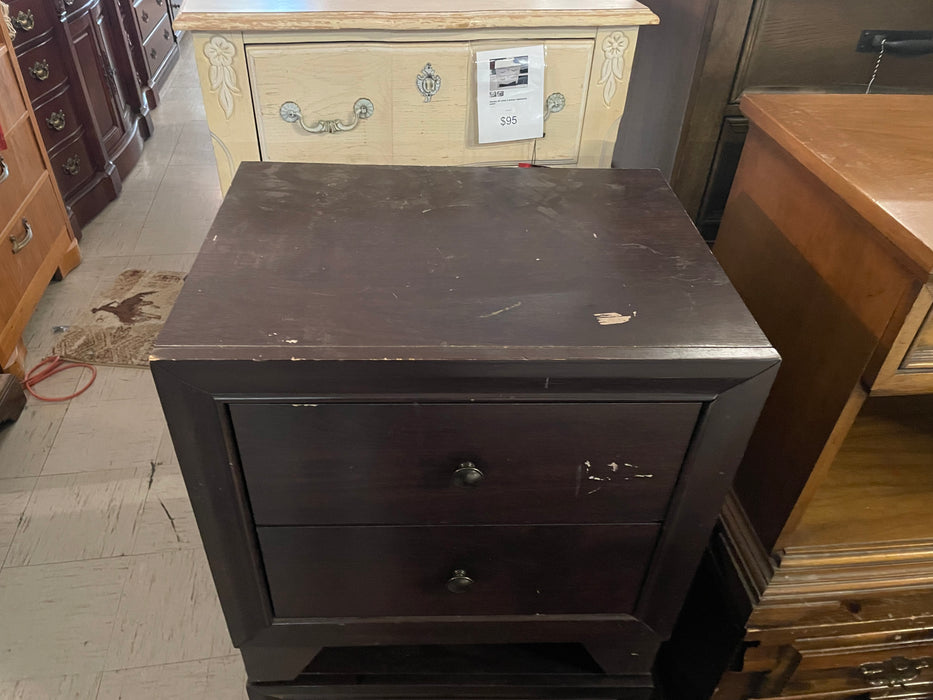 2 drawer nightstand dark brown finish 31817