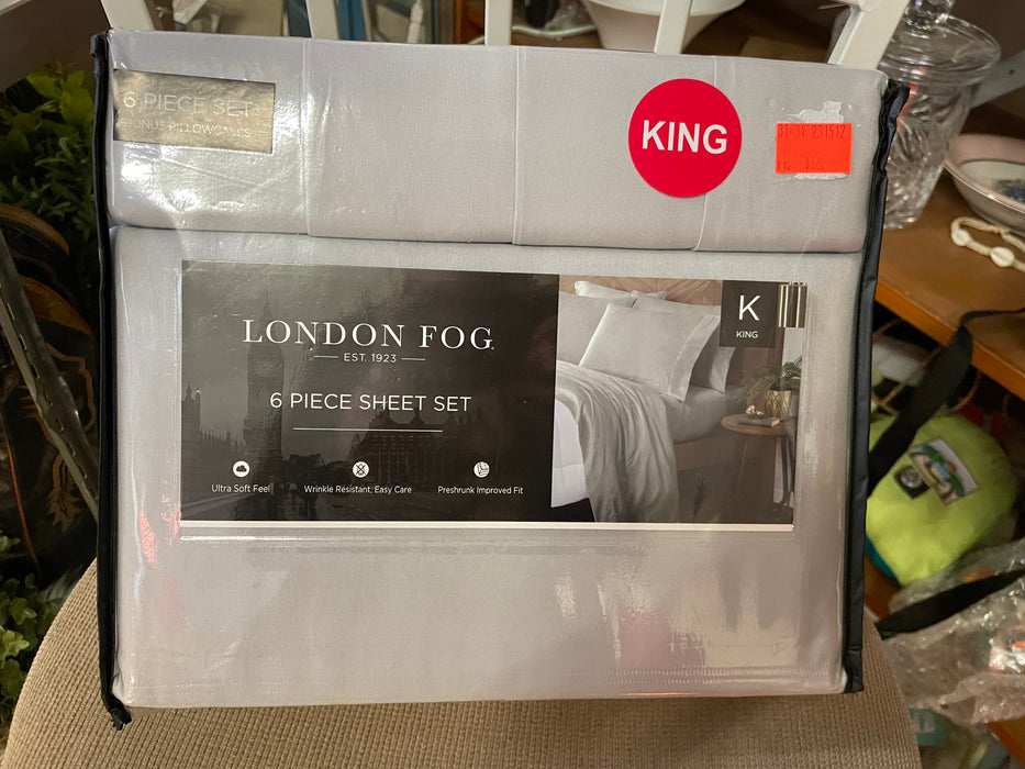 London Fog grey/gray 6 piece King sheet set 31834