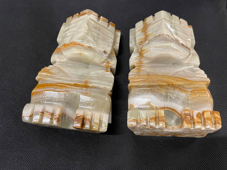 Vintage onyx stone bookends 31997