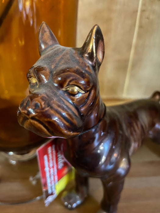 Vintage dark brown boxer ceramic dog figurine 31999