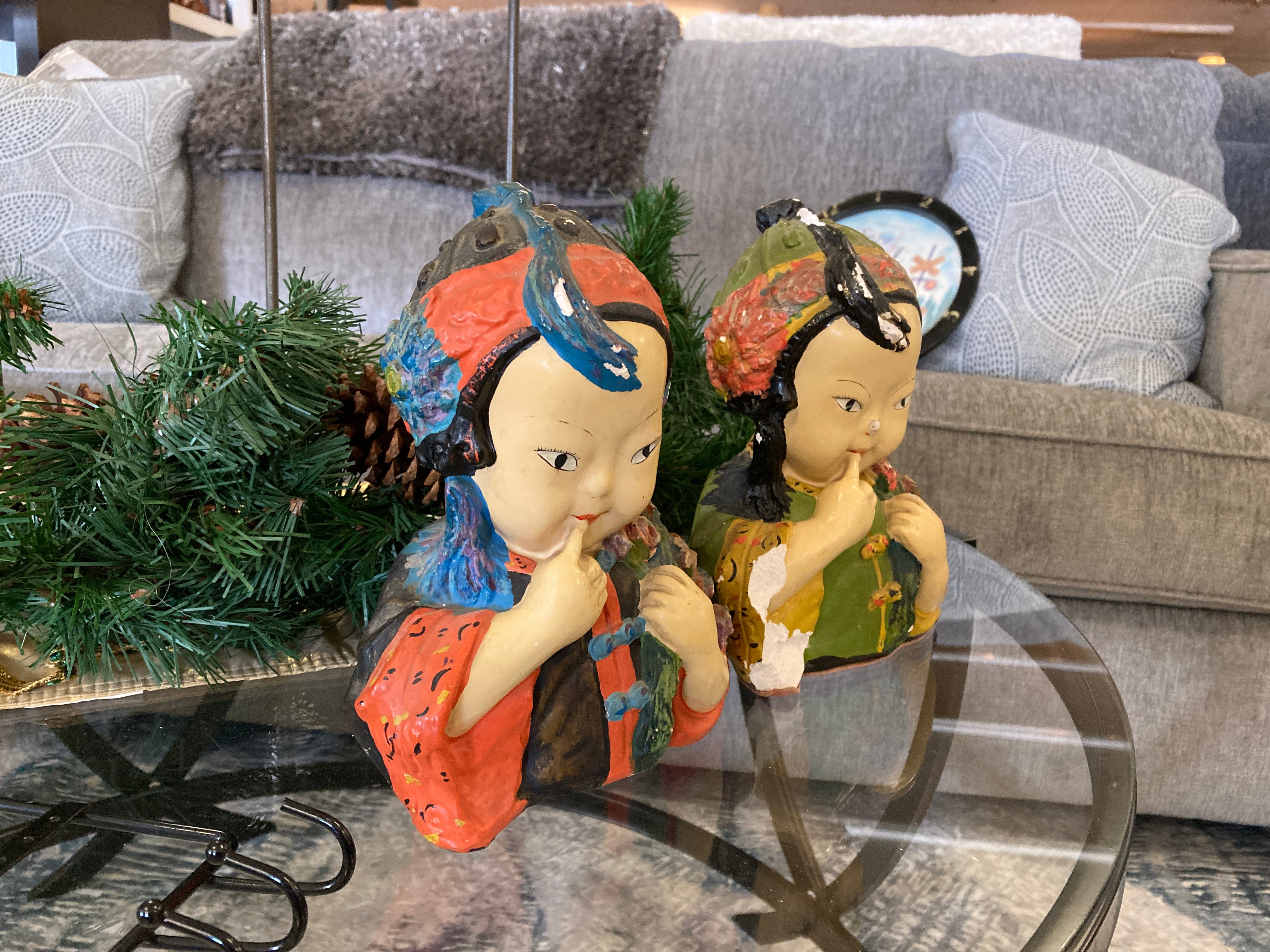 Joe Celona 1920s Chalkware Asian children figurines 32004