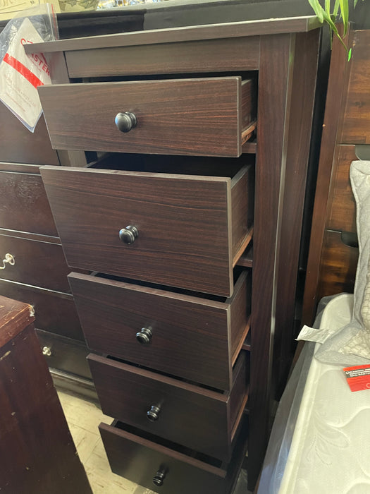 Launces 5 drawer tall narrow chest dresser espresso NEW AS IS 33487