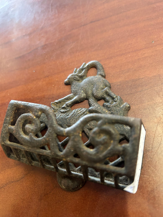 Antique billy goat cast iron match safe 33525