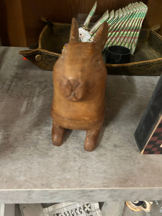 French vintage hand carved wooden rabbit trinket box 33527