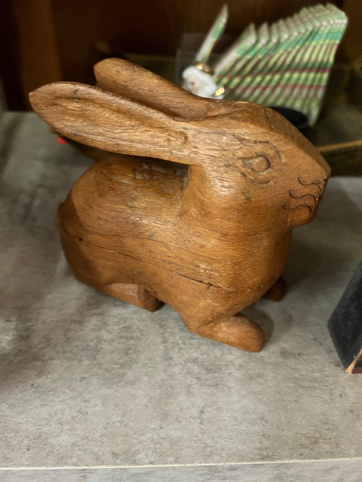 French vintage hand carved wooden rabbit trinket box 33527