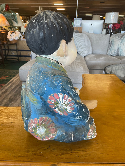 Vintage Esther Hunt Oriental Asian hand pianted ceramic toddler child figurine 32081
