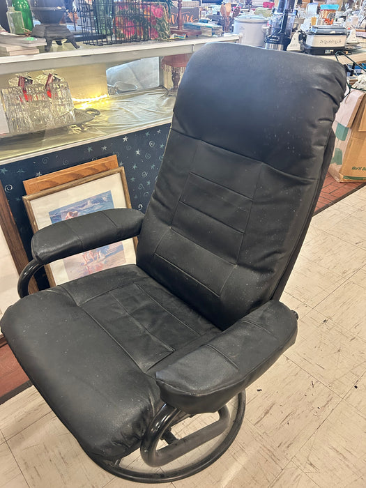 Upholstered faux leather accent chair with ottoman 34063