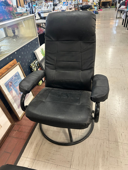 Upholstered faux leather accent chair with ottoman 34063