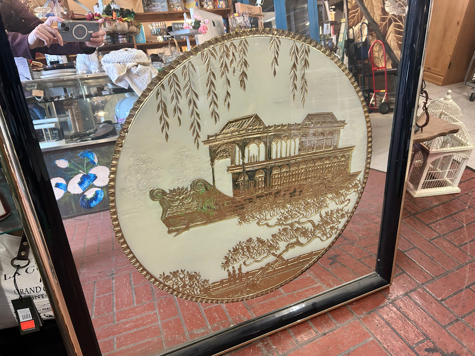 Chinoiserie gilded carving and eglomise wall mirror 34094