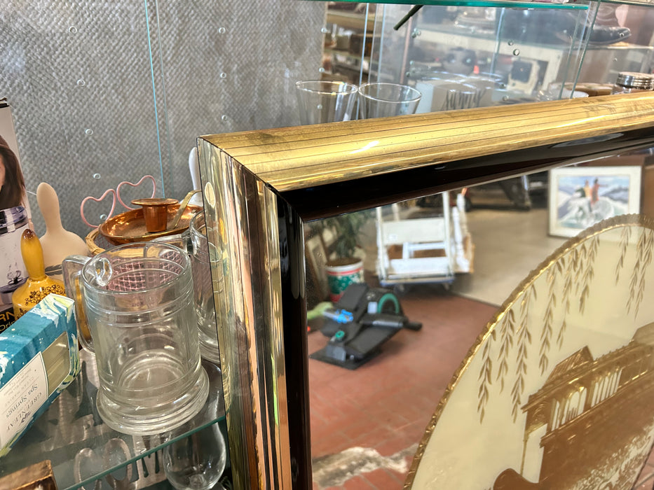 Chinoiserie gilded carving and eglomise wall mirror 34094