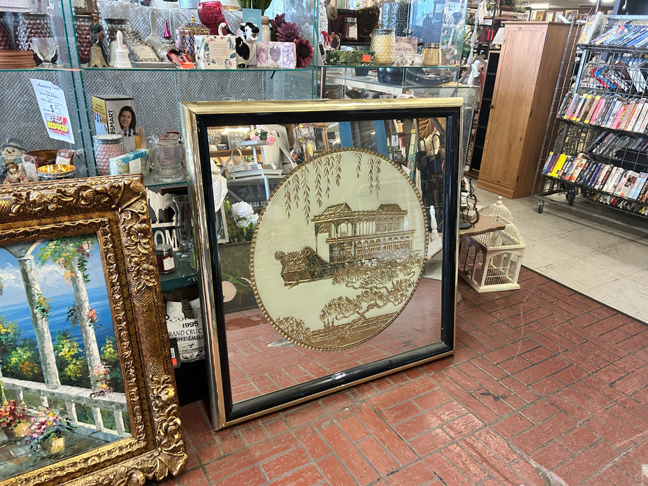 Chinoiserie gilded carving and eglomise wall mirror 34094