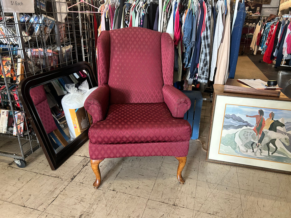 Burgundy wingback chair 34092