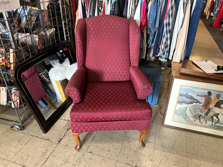 Burgundy wingback chair 34092