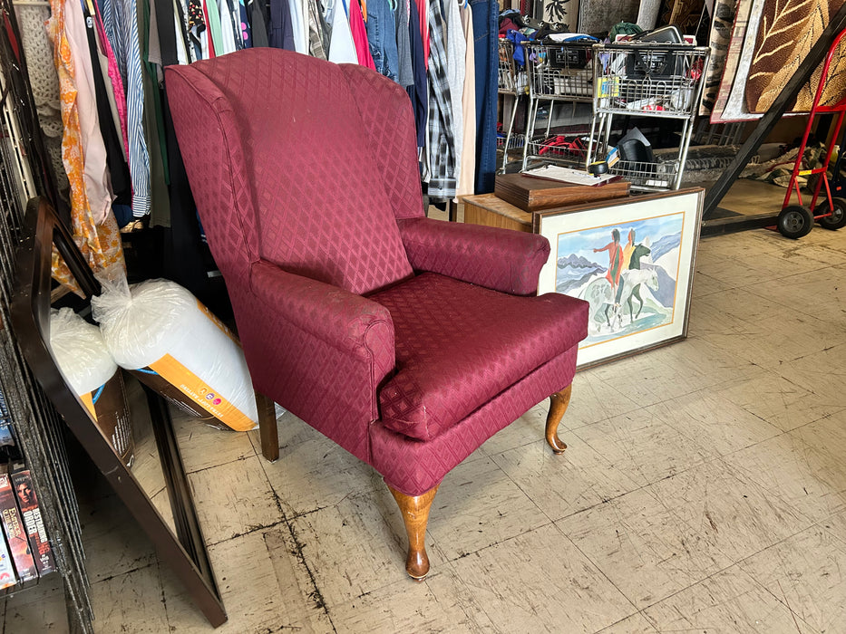 Burgundy wingback chair 34092